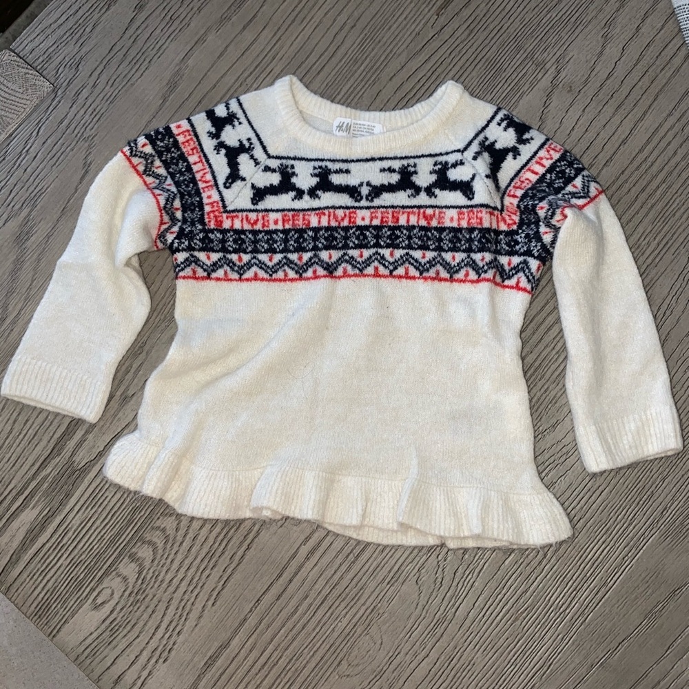 H&M KIDS CHRISTMAS REINDEER SWEATER PEPLUM